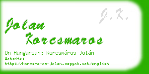 jolan korcsmaros business card